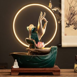 Thác khói trầm hương bàn tay Phật nước chảy CD1099