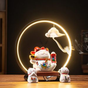 Thác khói trầm hương mèo thần tài đẹp CD1092