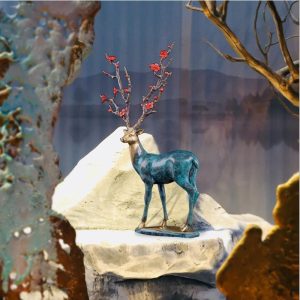 Đôi hươu hoa anh đào bằng đồng CD670