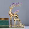 Đồ để bàn hươu gắn đá thạch anh tím CD46
