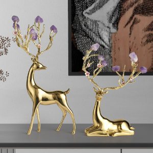 Tượng hươu Sika gắn đá CD413