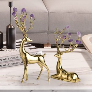 Tượng hươu Sika gắn đá CD413