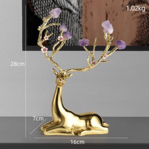 Tượng hươu Sika gắn đá CD413