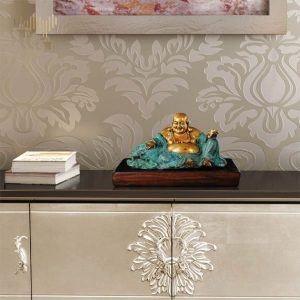 Tượng phật di lặc ngồi cầm hũ tiền bằng đồng CD879