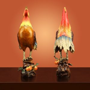 Tượng gà trống gáy bằng đồng đẹp CD665