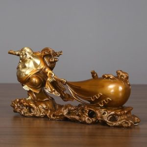 Tượng Di Lặc kéo tiền vàng trang trí CD658