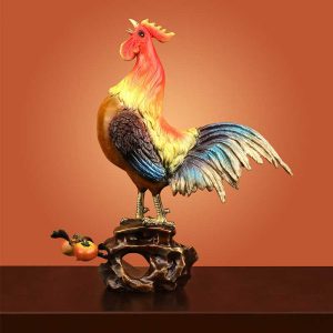 Tượng gà trống gáy bằng đồng đẹp CD665