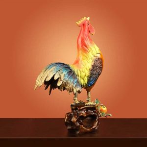 Tượng gà trống gáy bằng đồng đẹp CD665