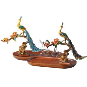 Đồ để bàn chim đậu hoa hồng decor CD1267