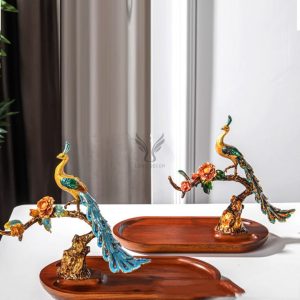 Đồ để bàn chim đậu hoa hồng decor CD1267