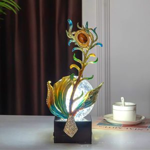 Đồ để bàn lông chim công decor CD1261