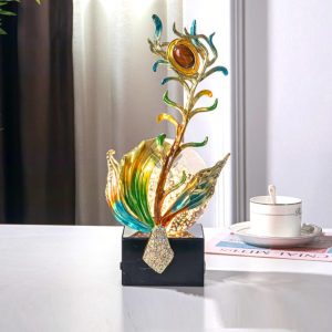 Đồ để bàn lông chim công decor CD1261