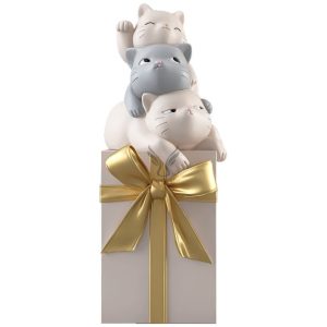 Tượng 3 chú mèo trên hộp quà CD1537