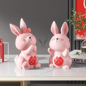 Tượng cặp đôi thỏ chữ hỉ CD1535
