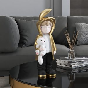 Tượng cậu bé bế mèo CD1418