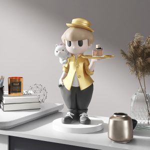 Tượng cậu bé đáng yêu cầm khay CD1420