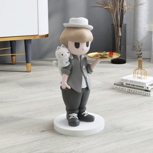 Tượng cậu bé đáng yêu cầm khay CD1420