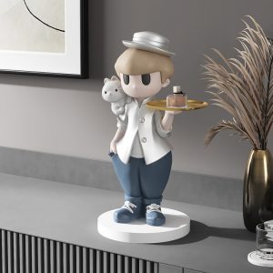 Tượng cậu bé đáng yêu cầm khay CD1420