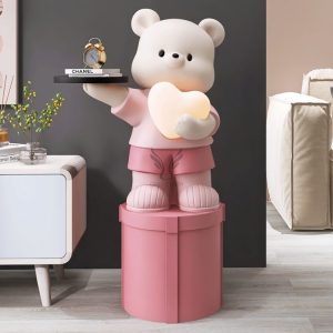 Tượng chú gấu bưng khay đẹp CD1530