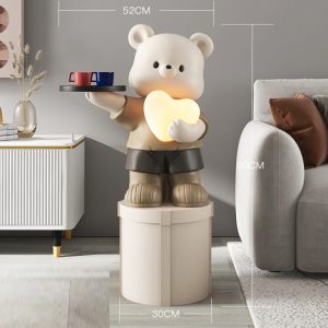 Tượng chú gấu bưng khay đẹp CD1530