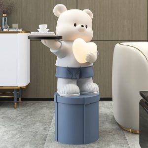 Tượng chú gấu bưng khay đẹp CD1530