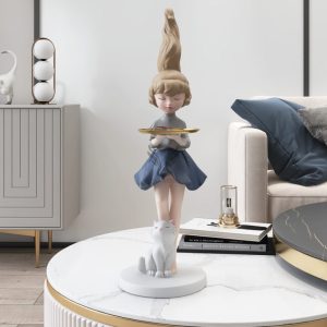 Tượng cô gái bưng khay đẹp CD1493