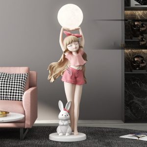 Tượng cô gái kết hợp đèn led decor CD1521