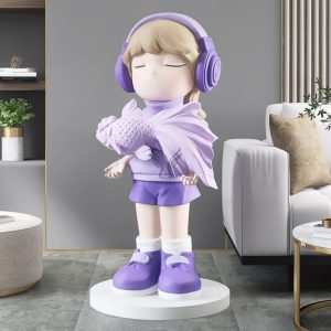 Tượng cô gái ôm con cá CD1450