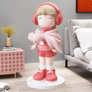 Tượng cô gái ôm con cá CD1450