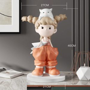 Tượng cô gái tóc bím decor CD1443