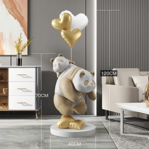 Tượng gấu béo cõng nhau để sàn CD1441