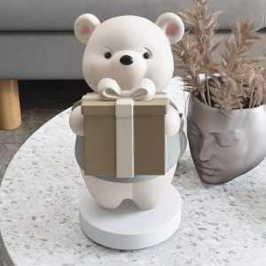Tượng gấu béo ôm hộp quà CD1464