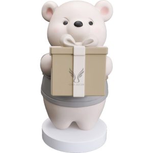 Tượng gấu béo ôm hộp quà CD1464