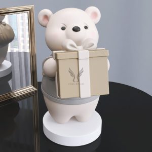 Tượng gấu béo ôm hộp quà CD1464
