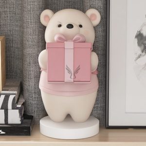 Tượng gấu béo ôm hộp quà CD1464