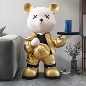 Tượng gấu cầm túi tiền kết hợp bưng khay CD1508