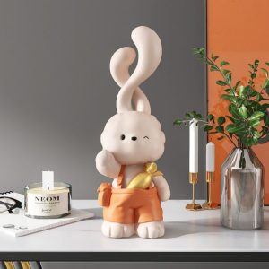 Tượng thỏ cầm cà rốt trang trí CD1453