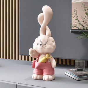 Tượng thỏ cầm cà rốt trang trí CD1453
