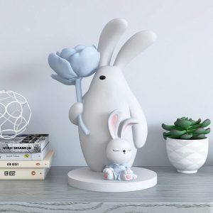 Tượng thỏ chị và thỏ em trang trí CD1457