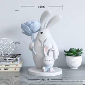 Tượng thỏ chị và thỏ em trang trí CD1457
