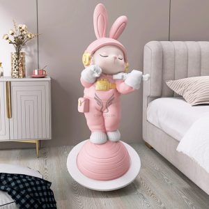 Tượng thỏ đánh đàn decor để sàn CD1483