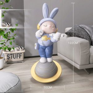 Tượng thỏ đánh đàn decor để sàn CD1483