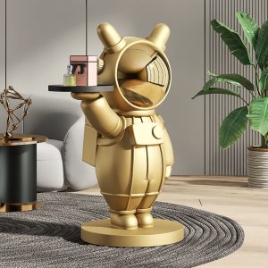 Tượng thỏ phi hành bưng khay có 2 size CD1413