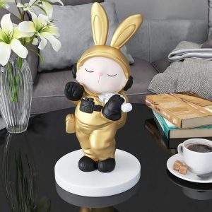 Tượng thỏ phi hành gia đánh đàn CD1531