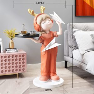 Tượng trang trí phòng khách cô gái bưng khay CD1524