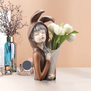 Bình cắm hoa khô hình cô gái CD1324