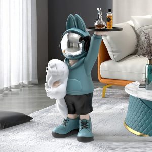 Tượng decor cậu bé phi hành gia bưng khay decor phòng khách CD402