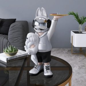 Tượng decor cậu bé phi hành gia bưng khay decor phòng khách CD402