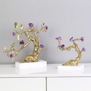 Đồ để bàn cây tài lộc may mắn gắn đá CD146