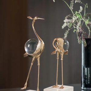 Đồ trang trí chim hạc quả cầu pha lê CD950